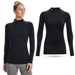 Koszulka termiczna damska Under Armour ColdGear Authentics golf. Białe golfy damskie Under Armour, m, bez wzorów, bez ramiączek. Za 169.99 zł.