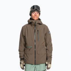 Kurtka snowboardowa męska Quiksilver Quest Stretch 20K. Brązowe kurtki męskie Quiksilver, m, bez wzorów, z materiału, bez kaptura, snowboardowy. Za 1,059.00 zł.