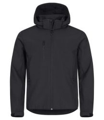 Clique Classic Softshell Hoody – 3-warstwowy, 96% poliester z recyklingu. Czarne kurtki softshell damskie CLIQUE, m, bez wzorów, z poliesteru. Za 304.63 zł.