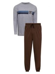 CR7 Piżama w kolorze szaro-brązowym rozmiar: XL. Brązowe piżamy męskie CR7, xl, bez wzorów, z bawełny, bez ramiączek. Za 108.99 zł.