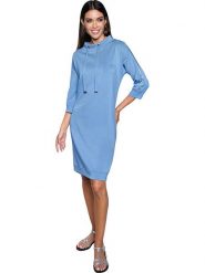 Heine Sukienka w kolorze błękitnym rozmiar: 40. Niebieskie sukienki damskie Heine, na co dzień, bez wzorów, bez kołnierzyka, bez ramiączek, midi, proste. Za 100.52 zł.