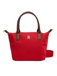 Tommy Hilfiger Torebka Popette Mini Tote AW0AW17709 Czerwony. Czerwone torebki klasyczne damskie Tommy Hilfiger, bez wzorów, ze skóry, bez dodatków. Za 369.99 zł.
