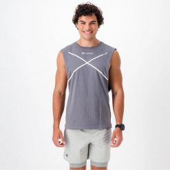 Idealna koszulka męska do treningu RAW TOP. Szare t-shirty sportowe męskie BODYCROSS, m, z materiału, bez ramiączek, do biegania. W wyprzedaży za 98.99 zł.