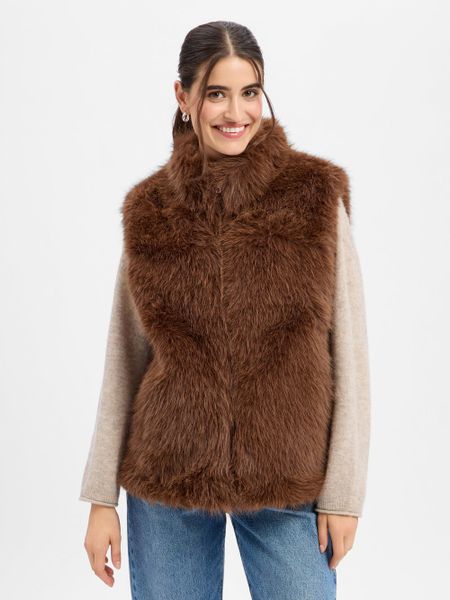 Marie Lund Damowa kamizelka ze sztucznego futra Kobiety brązowy, XL. Brązowe kamizelki damskie Marie Lund, xl. Za 399.95 zł.