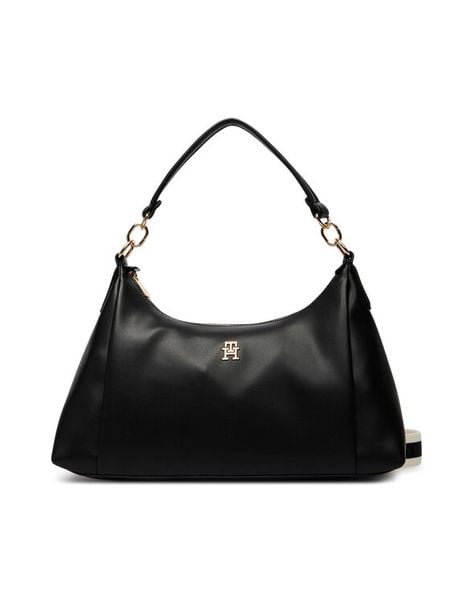 Tommy Hilfiger Torebka Th Essential Shoulder Bag AW0AW18374 Czarny. Czarne torebki klasyczne damskie Tommy Hilfiger, bez wzorów, ze skóry, bez dodatków. Za 529.99 zł.