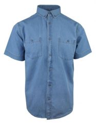 Casualowa (Codzienna) Koszula Męska, Krótki Rękaw - Pako Jeans - Niebieski Jeans. Niebieskie koszule męskie Pako Jeans, l, bez wzorów, z bawełny, bez kołnierzyka, bez ramiączek. Za 159.00 zł.