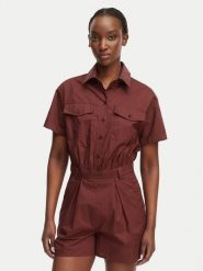 Patrizia Pepe Kombinezon 2T0095/A9B9-B887 Brązowy ciemny Regular Fit. Brązowe kombinezony damskie Patrizia Pepe, bez wzorów, z bawełny, bez kołnierzyka, bez ramiączek. Za 1,339.00 zł.