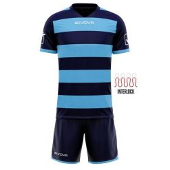 Givova zestaw sportowy rugby 100% poliester, koszulka i szorty, niebieski. Niebieskie spodenki sportowe damskie Givova, bez wzorów, z materiału, sportowe. Za 107.91 zł.