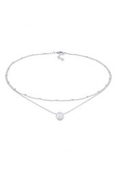 Elli Damski naszyjnik Choker Basic warstwowy z kamieniem księżycowym w srebrze próby 925 Sterling Silver Naszyjniki 1 ct. Szare naszyjniki damskie Elli, na co dzień, srebrne. Za 293.99 zł.
