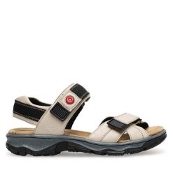 Sandały Rieker. Białe sandały damskie Rieker, bez wzorów, bez obcasa, na płaskiej podeszwie. Za 309.99 zł.