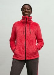 Bluza rozpinana z polaru, wygodny fason. Czerwone bluzy bez kaptura damskie bonprix, z polaru. Za 99.99 zł.