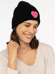 Zwillingsherz Czapka "Heart" w kolorze czarnym rozmiar: onesize. Czarne czapki zimowe damskie Zwillingsherz, z materiału. Za 140.86 zł.