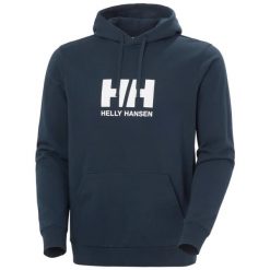 Bluza z logo Helly Hansen. Niebieskie bluzy z kapturem męskie Helly Hansen, m, z bawełny. Za 355.00 zł.