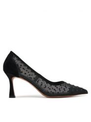 Eva Minge Szpilki EVA-01 Czarny. Czarne szpilki Eva Minge, bez wzorów, z materiału, bez obcasa. Za 429.99 zł.