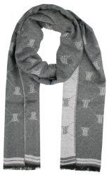 Męski Szalik Alties - Szary, Regularny Wzór. Szare szaliki męskie Alties, na jesień, bez wzorów, z bawełny. Za 59.00 zł.
