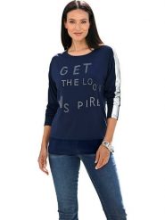 Heine Koszulka w kolorze granatowym rozmiar: 36. Niebieskie bluzki damskie Heine, bez wzorów, bez kołnierzyka. Za 71.95 zł.