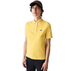 Koszulka damska Lacoste Regular Fit Polo. Żółte topy sportowe damskie Lacoste, s, z aplikacjami, z bawełny, bez ramiączek. Za 357.00 zł.