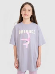 4F T-shirt oversize z nadrukiem dziewczęcy - szary 164 (13-14 lat). Szare koszulki dziewczęce 4f, bez wzorów, z bawełny, bez ramiączek. W wyprzedaży za 19.99 zł.