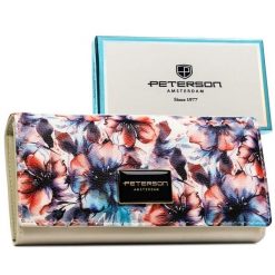 Portfel damski w kwiaty wykonany ze skóry naturalnej i ekologicznej PTN PX27-PF2 Peterson. Portfele damskie Peterson, bez wzorów, ze skóry. Za 124.99 zł.