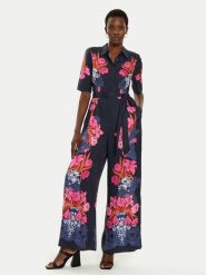 Ted Baker Kombinezon 275641 Granatowy Regular Fit. Niebieskie kombinezony damskie Ted Baker, bez wzorów, z wiskozy, bez kołnierzyka, bez ramiączek. Za 769.99 zł.