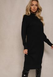 Czarna Pudełkowa Sukienka z Półgolfem Wiskozą Modalem i Prążkowanymi Elementami Ennora. Czarne sukienki damskie Renee, do pracy, l, bez wzorów, prążkowane, biznesowe, bez kołnierzyka, bez ramiączek, midi, kopertowe. W wyprzedaży za 95.99 zł.