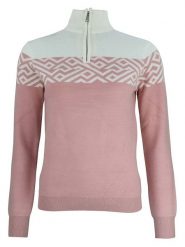 Peak Mountain Sweter "Akar" w kolorze jasnoróżowo-białym rozmiar: L. Białe golfy damskie Peak Mountain, l, bez wzorów, bez ramiączek. Za 149.04 zł.