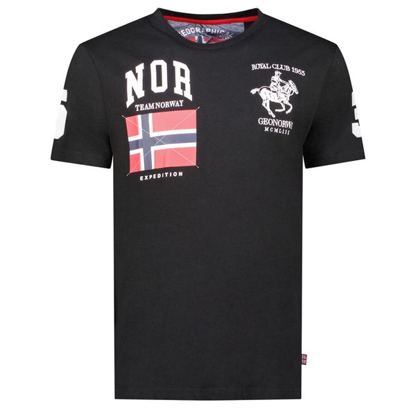 T-Shirt Geographical Norway JEQUESTRE MEN 254 czarny męska (SY1305H/GN-Black). Czarne t-shirty męskie Geographical Norway, m, bez wzorów, bez kołnierzyka. Za 89.00 zł.
