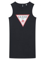 Guess Sukienka codzienna J6GK25 JA914 Czarny Regular Fit. Czarne sukienki dziewczęce Guess, z aplikacjami, z bawełny, bez ramiączek. Za 139.99 zł.