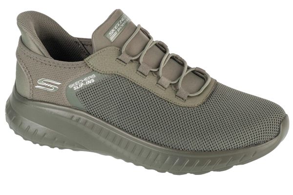 Buty sportowe Sneakersy męskie, Slip-Ins: Bobs Squad Chaos - Tough Walk. Zielone buty sportowe na co dzień męskie Skechers, z materiału, bez zapięcia, trekkingowe. Za 299.99 zł.
