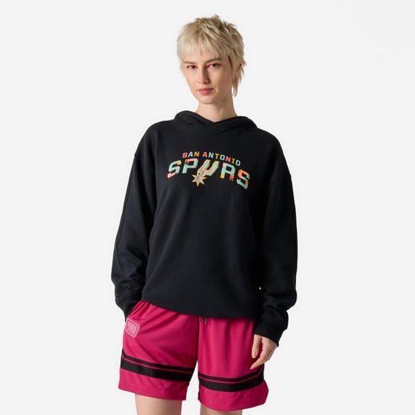 Bluza do koszykówki z kapturem unisex NBA Spurs. Czarne bluzy sportowe damskie KIPSTA, l, bez wzorów, z bawełny, bez ramiączek, z kapturem. Za 149.99 zł.