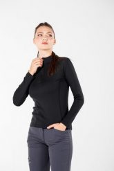 Vega - damska koszulka 100% merino wełna 195 g/m² z zamkiem YKK. Czarne bielizna termoaktywna damska WOOLONA, m, bez wzorów, z materiału. Za 306.00 zł.