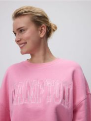 Bawełniana bluza z nadrukiem - jasnopomarańczowy. Brązowe bluzy bez kaptura damskie Reserved, l, z bawełny. W wyprzedaży za 69.99 zł.