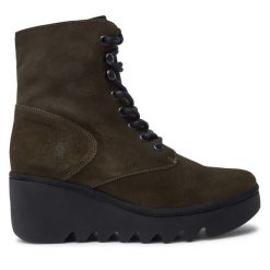 Botki Fly London. Brązowe botki damskie Fly London, bez obcasa, na koturnie, bez zapięcia. Za 609.99 zł.