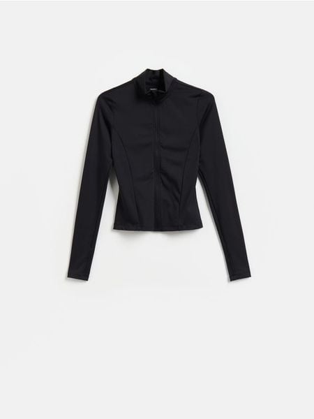 Bluza ze stójką - czarny. Czarne bluzy bez kaptura damskie Reserved, l, z dzianiny. Za 99.99 zł.