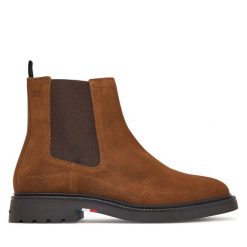 Sztyblety Tommy Hilfiger. Brązowe sztyblety męskie Tommy Hilfiger, bez zapięcia. Za 649.99 zł.