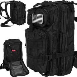 Plecak Survival Tactical 26 litrów Outdoor Military Czarny. Czarne plecaki męskie TRIZAND, z aplikacjami, z gumy. Za 59.90 zł.