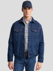 Kurtka męska jeansowa granatowa Charlie 564. Niebieskie kurtki męskie Big Star, l, bez wzorów, z bawełny, eleganckie, bez kaptura. Za 399.99 zł.