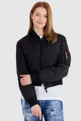 DSQUARED2 Czarna kurtka damska icon bomber. Czarne kurtki damskie Dsquared2, s, bez wzorów, bez kaptura. W wyprzedaży za 1,899.99 zł.