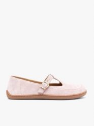 Różowe baleriny barefoot. Czerwone baleriny damskie Ryłko, bez wzorów, ze skóry, bez obcasa, na płaskiej podeszwie. Za 399.99 zł.