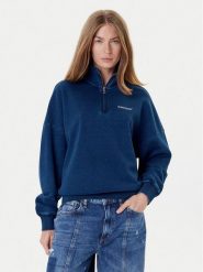 Guess Jeans Bluza W5YQ10 KCXQ1 Granatowy Regular Fit. Niebieskie bluzy bez kaptura damskie Guess Jeans, m, z bawełny. Za 309.99 zł.