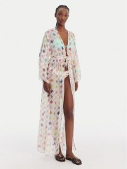 Guess Sukienka plażowa E6GK08 WE550 Biały Regular Fit. Białe sukienki damskie Guess, na plażę, s, z aplikacjami, z wiskozy, bez kołnierzyka, bez ramiączek. Za 669.99 zł.