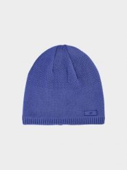 4F Czapka zimowa męska - granatowa L. Niebieskie czapki męskie 4f, na zimę, bez wzorów, z syntetyku, klasyczne. W wyprzedaży za 49.99 zł.
