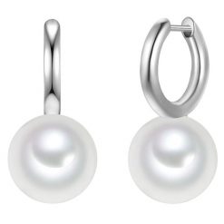 Yokoamii Kolczyki z mosiadzu w kolorze srebrnym z perla (synth.) 1 ct Damski. Szare kolczyki damskie Yokoamii, z perłą, posrebrzane. Za 149.99 zł.