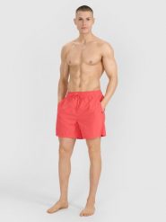 4F Spodenki plażowe boardshorty męskie - czerwone S. Czerwone szorty męskie 4f, na lato, bez wzorów, z syntetyku, wakacyjne. W wyprzedaży za 79.99 zł.