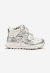 Srebrne Botki Clibee w Stylu Sneakersów ze Skórzaną Wkładką Ozdobione Przeszyciami Romisya. Szare botki dziewczęce Born2be, bez wzorów, bez ramiączek. Za 49.99 zł.