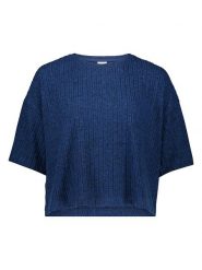 LASCANA Koszulka w kolorze granatowym rozmiar: 44/46. Niebieskie t-shirty damskie Lascana, bez wzorów, prążkowane, bez kołnierzyka. Za 69.95 zł.