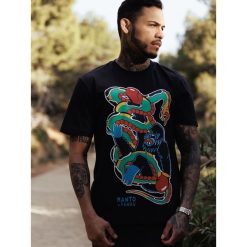 MANTO x Panku t-shirt STRUGGLE czarny. Czarne t-shirty damskie Manto, m, bez wzorów, bez kołnierzyka. Za 119.99 zł.