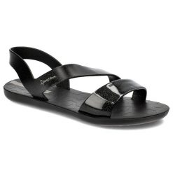 Czarne Sandały Ipanema Wodoodporne Obuwie Damskie. Czarne sandały damskie Ipanema, bez wzorów, z tworzywa sztucznego, bez obcasa. Za 119.00 zł.