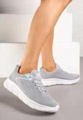 Szaro-Niebieskie Buty Sportowe Sneakersy z Siateczki Uloniria. Szare buty sportowe na co dzień damskie Born2be, z aplikacjami, z jeansu. Za 89.99 zł.