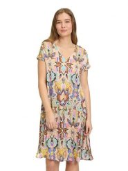 Vera Mont Sukienka w kolorze błękitno-żółtym rozmiar: 40. Niebieskie sukienki damskie Vera Mont, bez wzorów, bez kołnierzyka, bez ramiączek, mini. Za 173.99 zł.